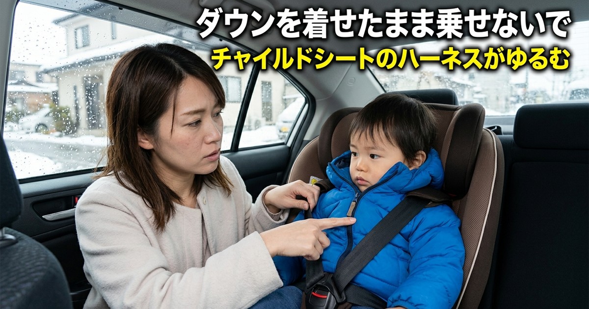 チャイルドシートにダウンを着せたまま乗せてはいけない