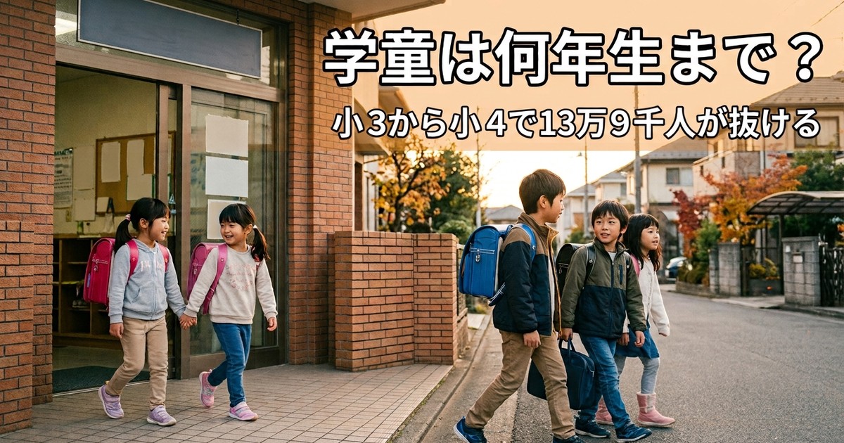 学童は何年生まで？小3から小4で13万9千人が抜ける