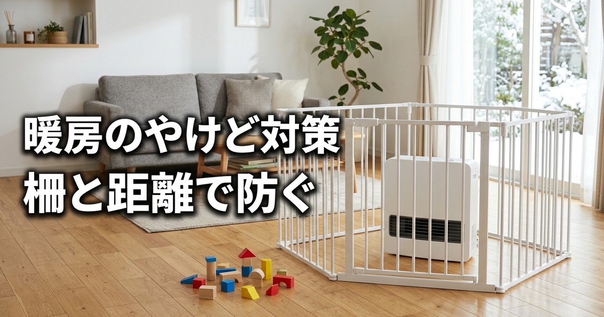 子供の暖房器具やけどを防ぐ——暖房器具の事故の約6割はストーブ・ヒーター。柵・やかん・人感センサー・温風の注意点と着衣着火