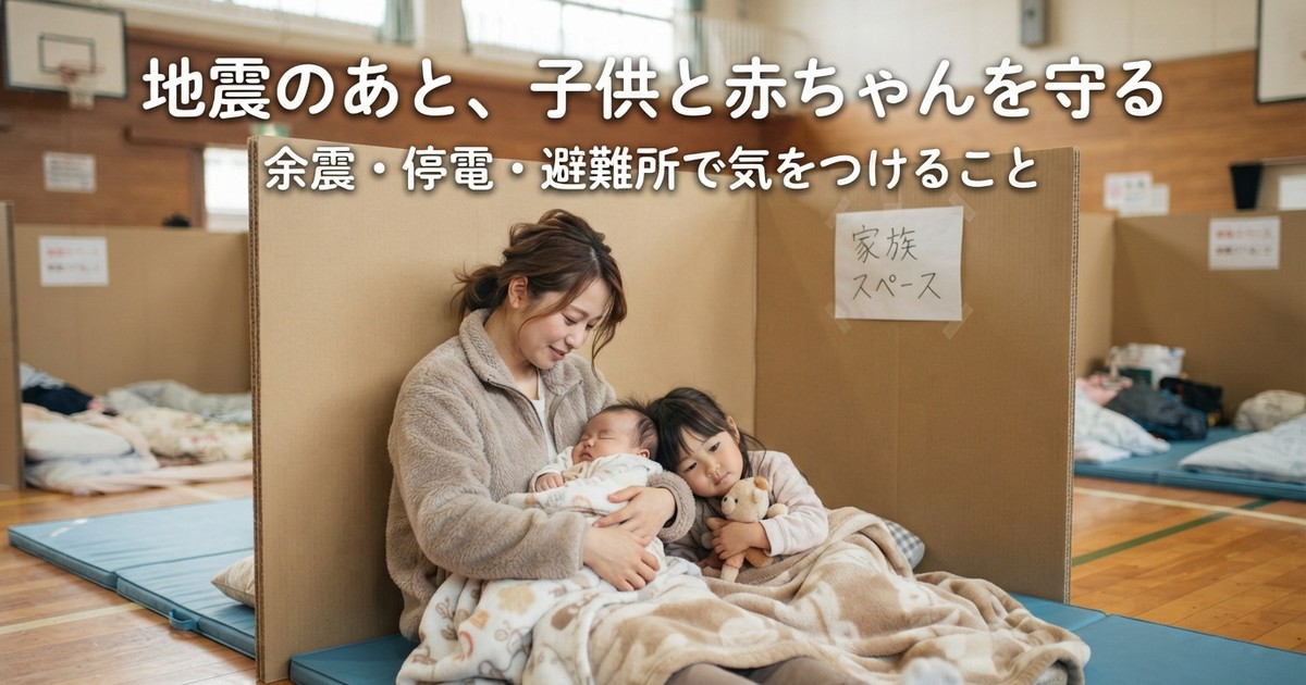 地震のあと、子供と赤ちゃんを守る——余震・停電・断水・避難所で気をつけること